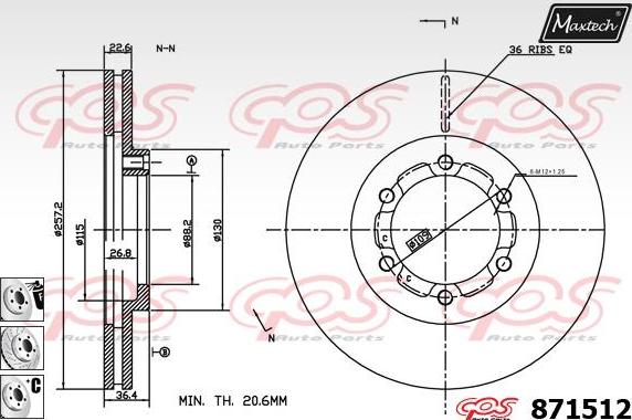 Maxtech 831237 - Brake Disc autospares.lv