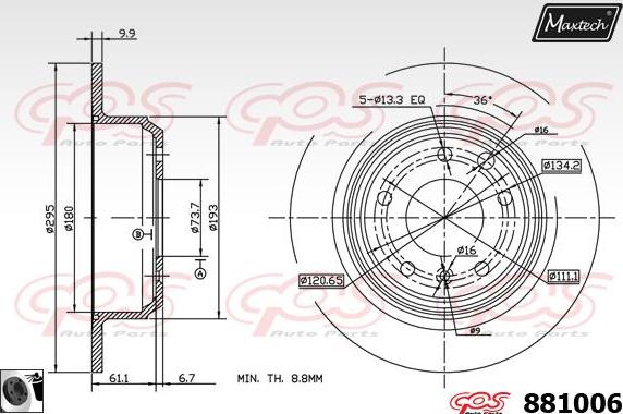 Maxtech 855045 - Brake Disc autospares.lv