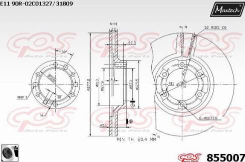 Maxtech 855007.0060 - Brake Disc autospares.lv