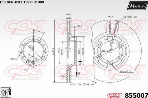 Maxtech 855007.0080 - Brake Disc autospares.lv