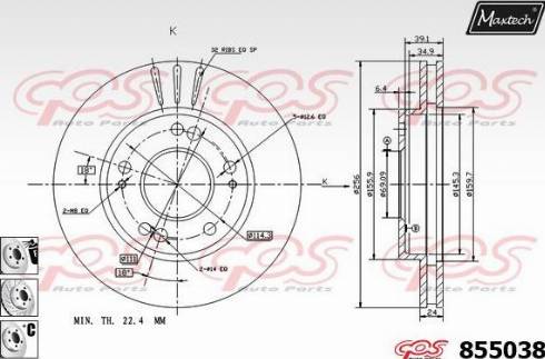 Maxtech 855038.6880 - Brake Disc autospares.lv