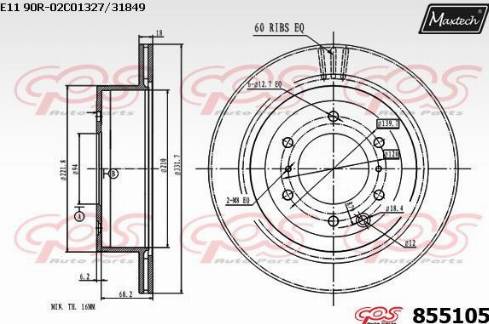 Maxtech 855105.0000 - Brake Disc autospares.lv