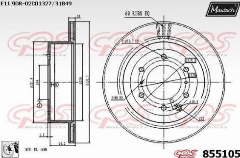 Maxtech 855105.0080 - Brake Disc autospares.lv