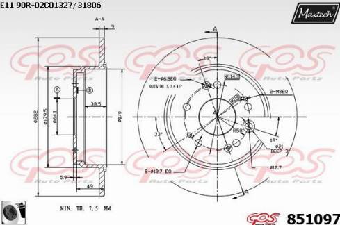 Maxtech 851097.0060 - Brake Disc autospares.lv