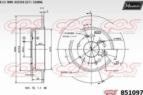 Maxtech 851097.0000 - Brake Disc autospares.lv