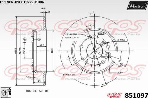 Maxtech 851097.0080 - Brake Disc autospares.lv