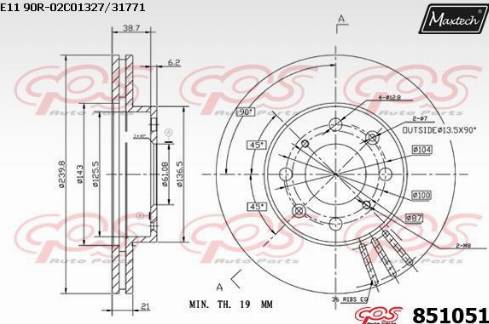 Maxtech 851051.0000 - Brake Disc autospares.lv