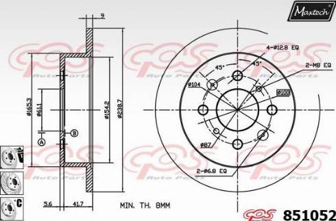 Maxtech 851052.6880 - Brake Disc autospares.lv