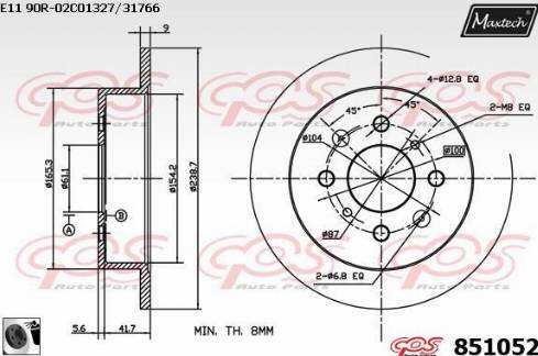 Maxtech 851052.0060 - Brake Disc autospares.lv