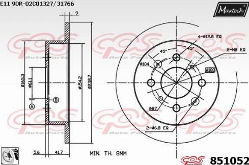 Maxtech 851052.0080 - Brake Disc autospares.lv