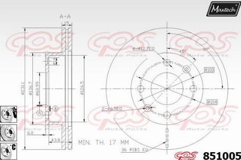 Maxtech 851005.6880 - Brake Disc autospares.lv