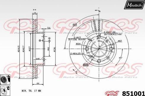 Maxtech 851001.6060 - Brake Disc autospares.lv