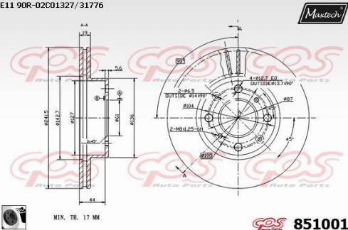 Maxtech 851001.0060 - Brake Disc autospares.lv