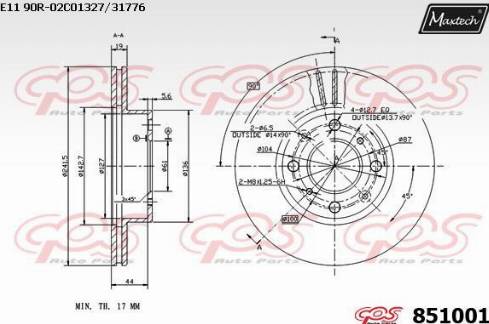 Maxtech 851001.0000 - Brake Disc autospares.lv