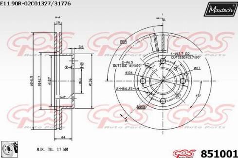 Maxtech 851001.0080 - Brake Disc autospares.lv