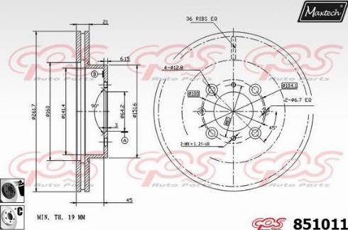 Maxtech 851011.6060 - Brake Disc autospares.lv