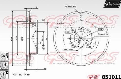 Maxtech 851011.6880 - Brake Disc autospares.lv