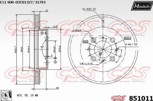 Maxtech 851011.0080 - Brake Disc autospares.lv