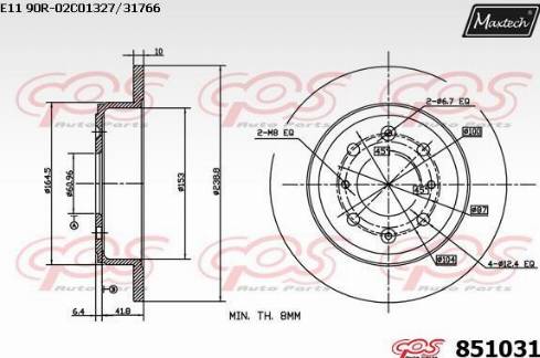 Maxtech 851031.0000 - Brake Disc autospares.lv