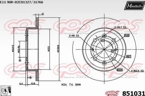 Maxtech 851031.0080 - Brake Disc autospares.lv