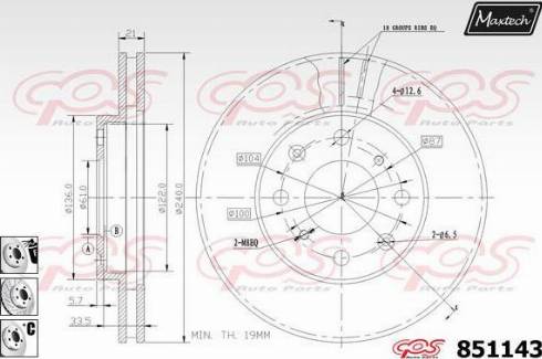 Maxtech 851143.6880 - Brake Disc autospares.lv