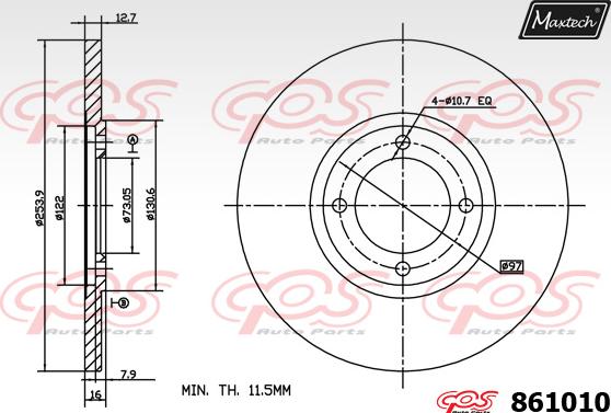 Maxtech 851143 - Brake Disc autospares.lv