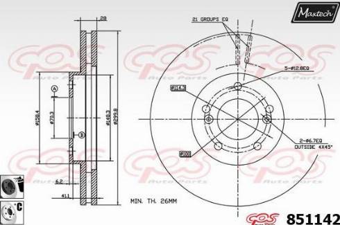 Maxtech 851142.6060 - Brake Disc autospares.lv