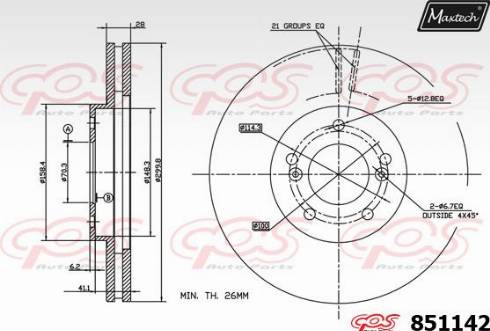 Maxtech 851142.0000 - Brake Disc autospares.lv