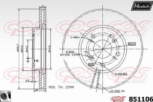 Maxtech 851106.0060 - Brake Disc autospares.lv