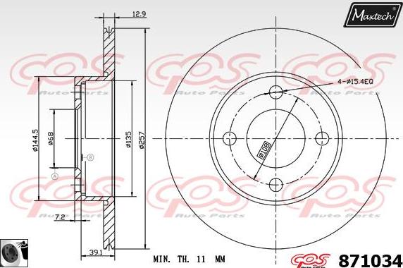 Maxtech 851103 - Brake Disc autospares.lv