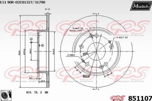 Maxtech 851107.0060 - Brake Disc autospares.lv