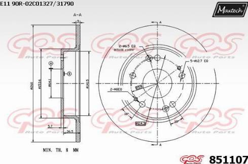 Maxtech 851107.0000 - Brake Disc autospares.lv