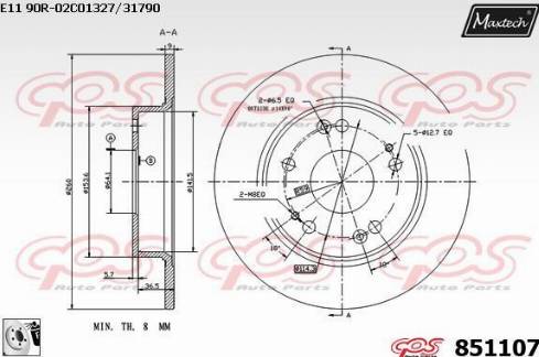 Maxtech 851107.0080 - Brake Disc autospares.lv