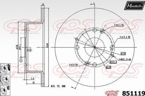 Maxtech 851119.6980 - Brake Disc autospares.lv