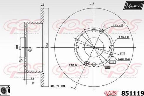 Maxtech 851119.0060 - Brake Disc autospares.lv