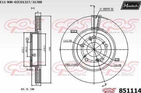 Maxtech 851114.0000 - Brake Disc autospares.lv