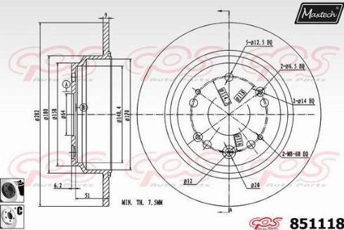 Maxtech 851118.6060 - Brake Disc autospares.lv