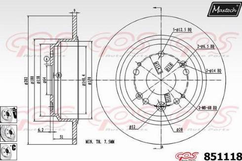 Maxtech 851118.6880 - Brake Disc autospares.lv