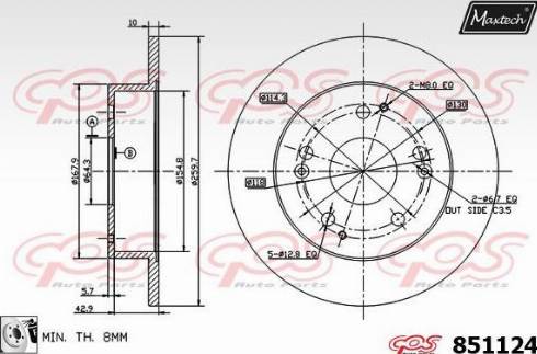 Maxtech 851124.0080 - Brake Disc autospares.lv