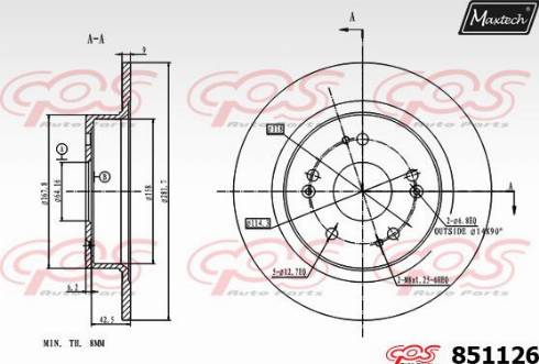 Maxtech 851126.0000 - Brake Disc autospares.lv