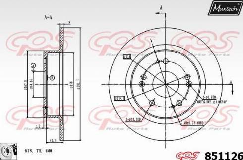 Maxtech 851126.0080 - Brake Disc autospares.lv