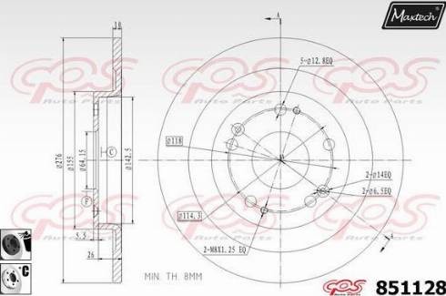 Maxtech 851128.6060 - Brake Disc autospares.lv