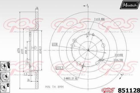 Maxtech 851128.6880 - Brake Disc autospares.lv