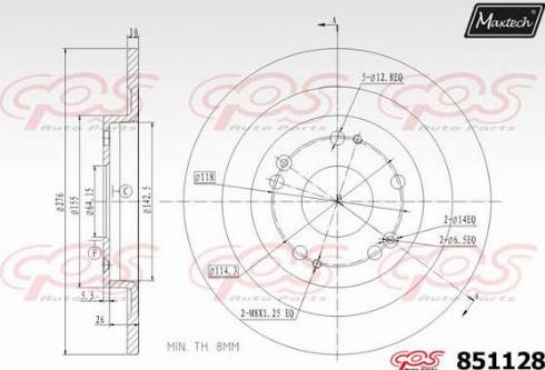 Maxtech 851128.0000 - Brake Disc autospares.lv