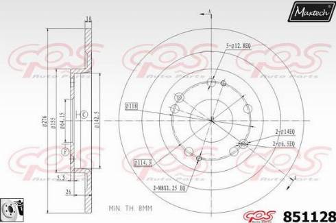 Maxtech 851128.0080 - Brake Disc autospares.lv