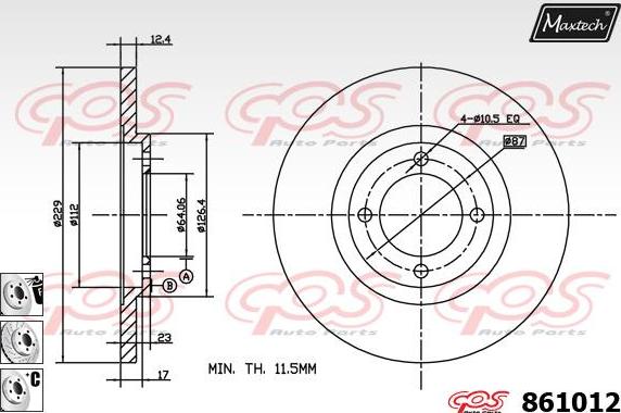 Maxtech 851124 - Brake Disc autospares.lv