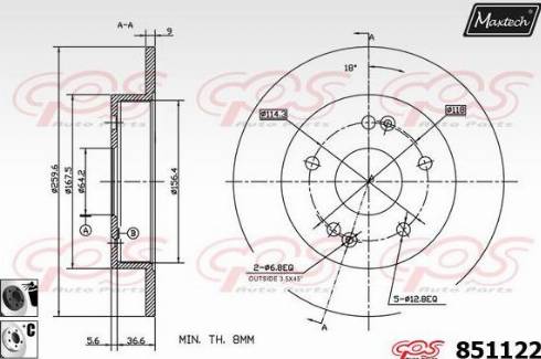 Maxtech 851122.6060 - Brake Disc autospares.lv