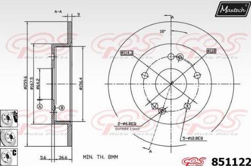 Maxtech 851122.6880 - Brake Disc autospares.lv