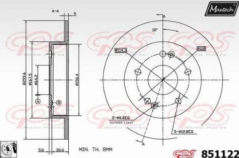 Maxtech 851122.0080 - Brake Disc autospares.lv