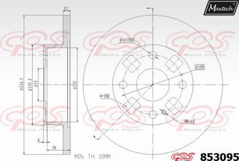 Maxtech 853095.0000 - Brake Disc autospares.lv